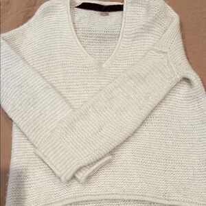 Free People Cozy White Knit Sweater